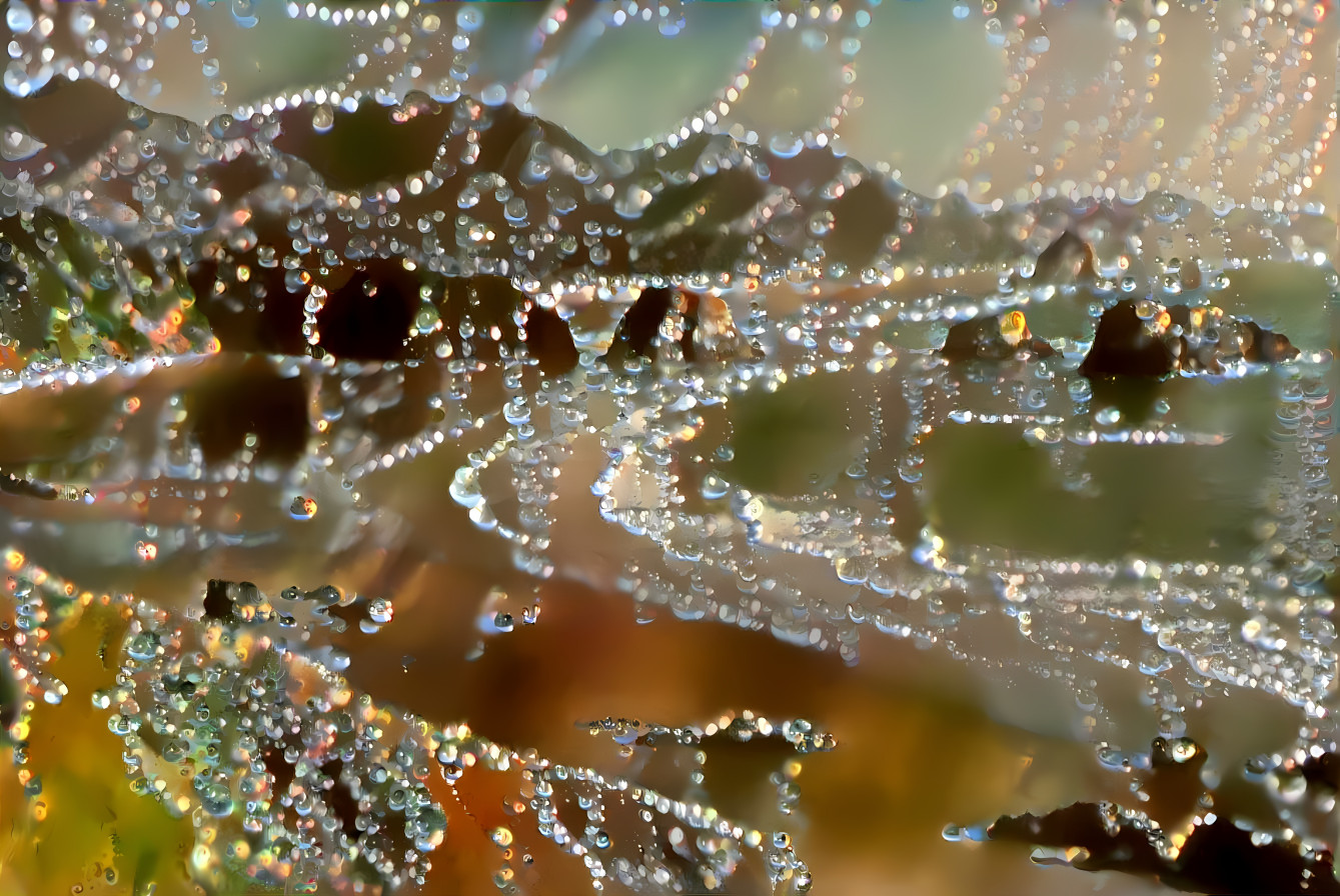 golden beach - dew drops on spider webs