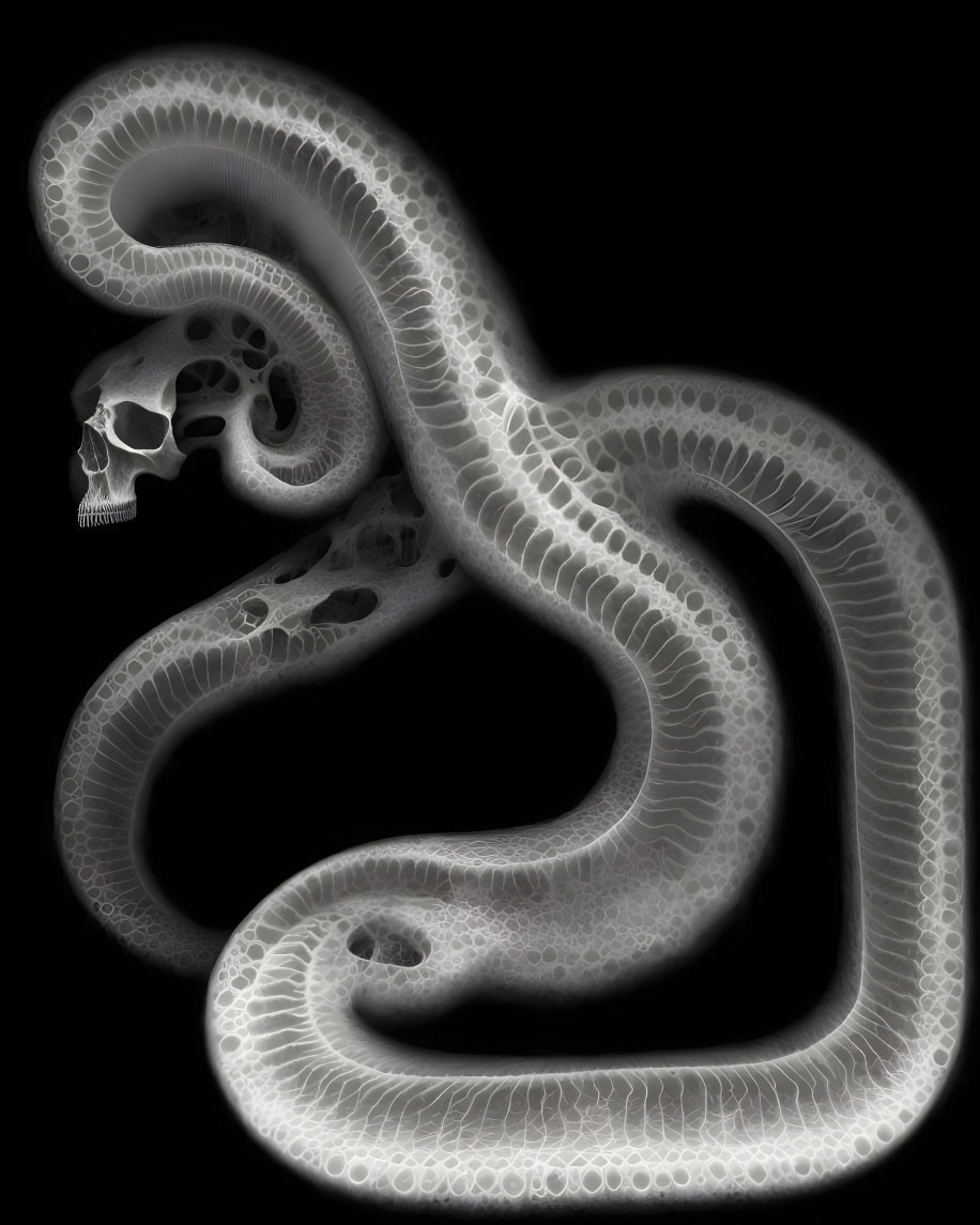 snake skull & bones cryptid taxidermy xray