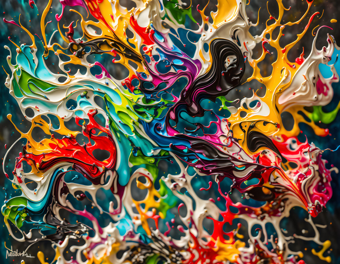 swirly Jackson pollock painting, chromatic colors