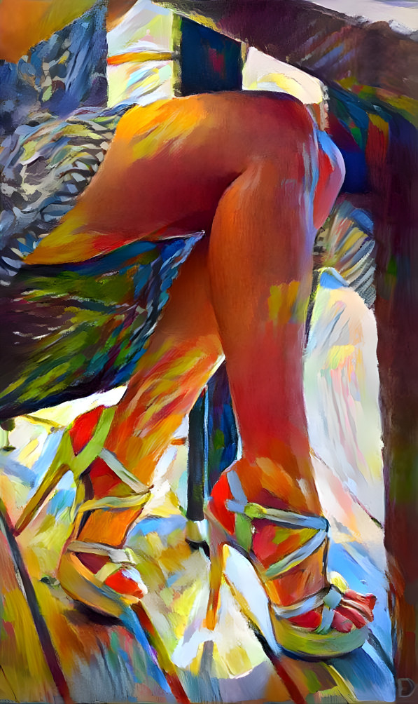 feet and high heels, oil painting