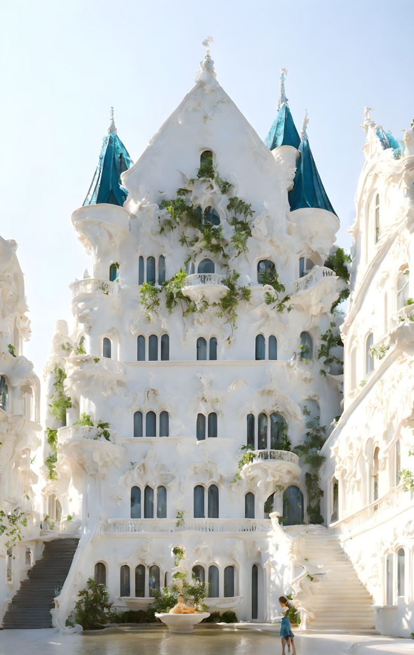 ornate white modern house by gaudi in atlantis