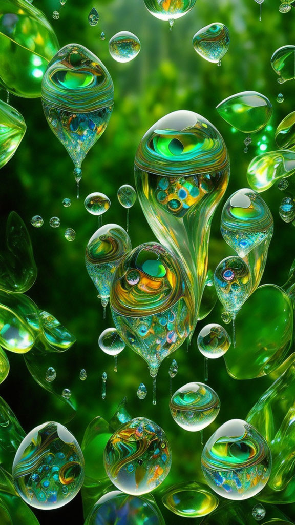 transparent waterdrop green glass guppy art