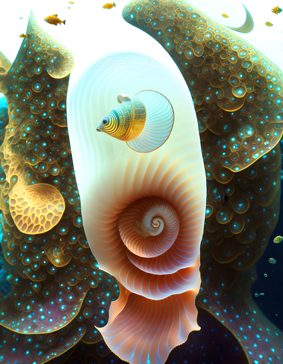 biomorphic machine nautilus, deep underwater ocean