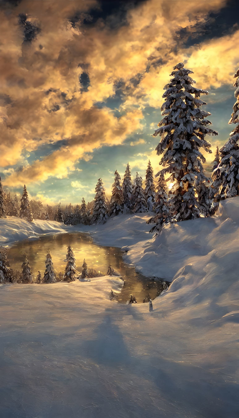 dreamy impressionistic snowy oil landscape
