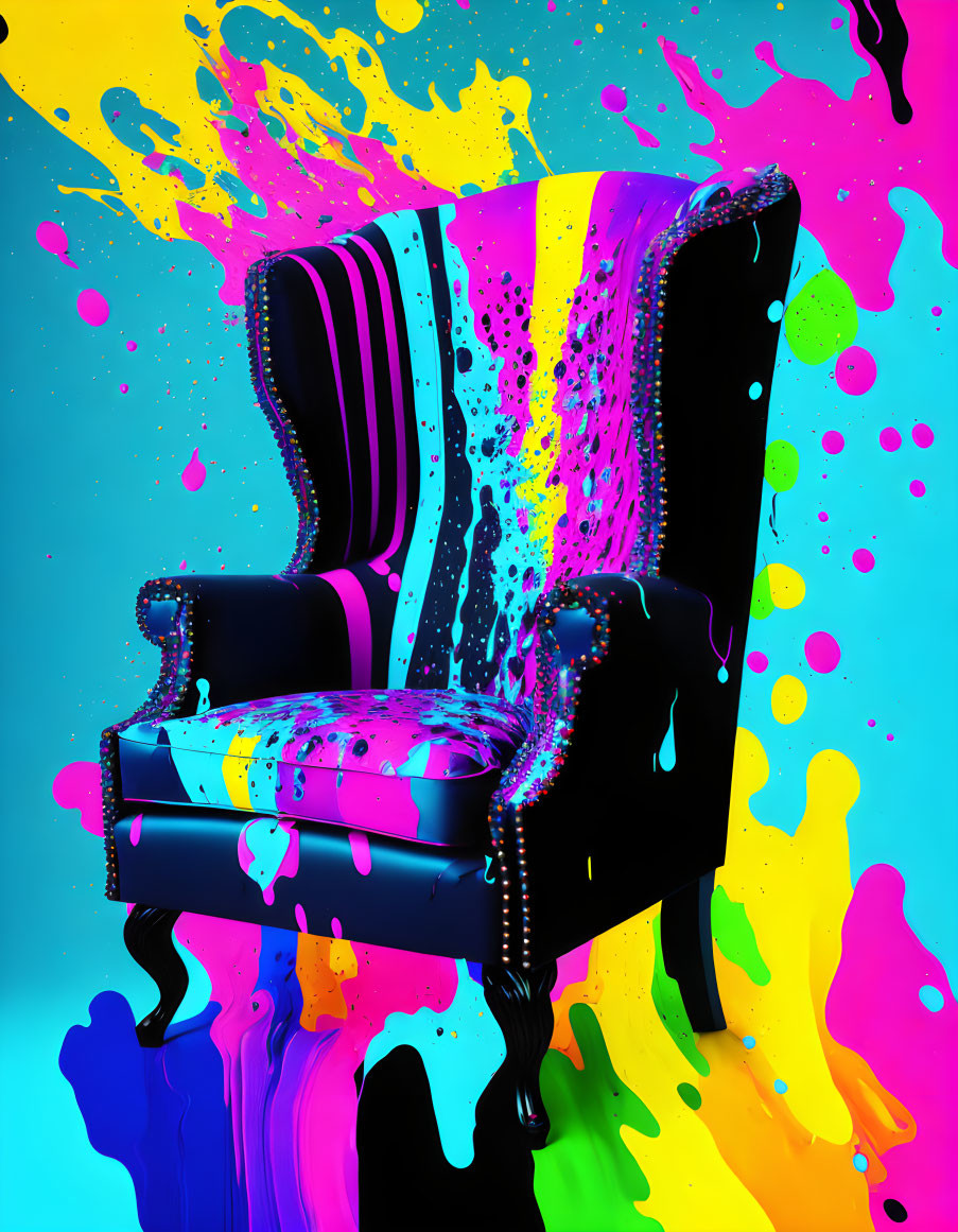 ai, smooth psychedelic armchair, neon pop art