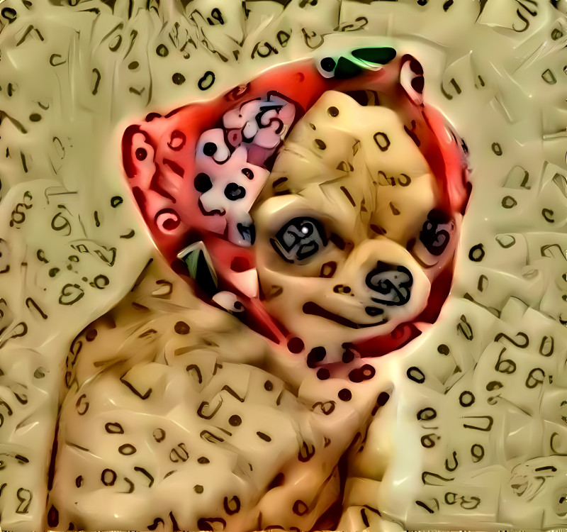 dog with scarf, made with dice