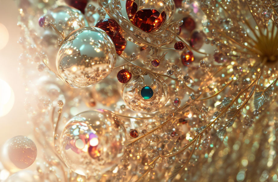 organic jeweled christmas decor, pearl gold ruby