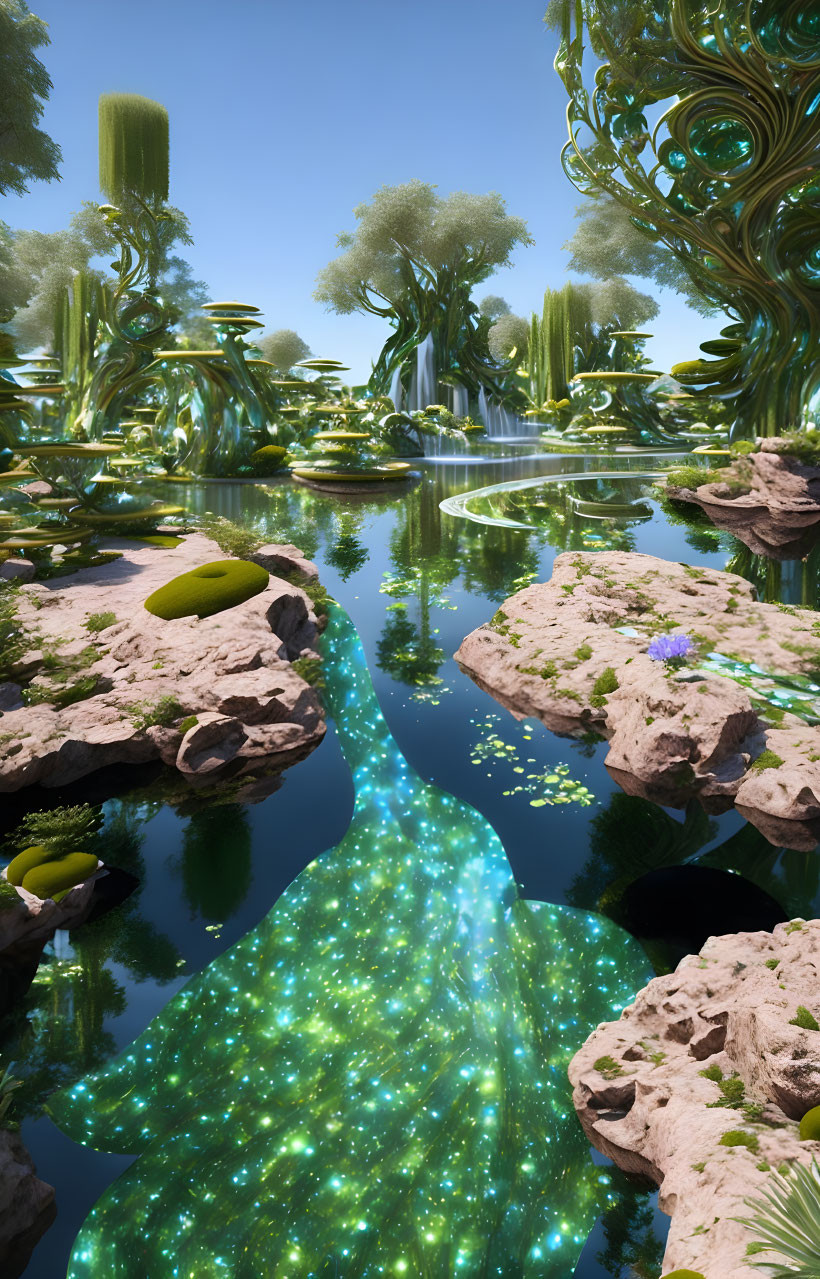 futuristic fountain garden biomorphic water park