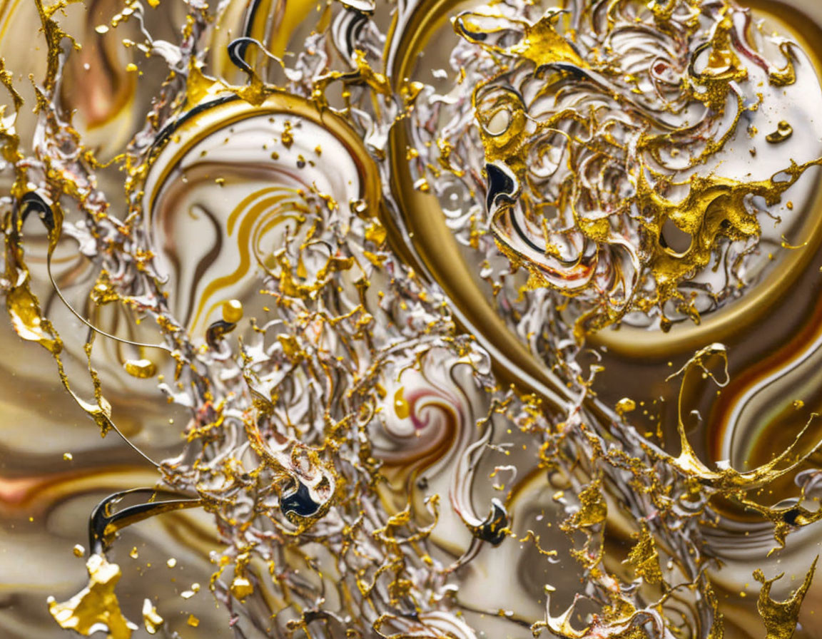 golden 3d swirly sculpture, jackson pollock