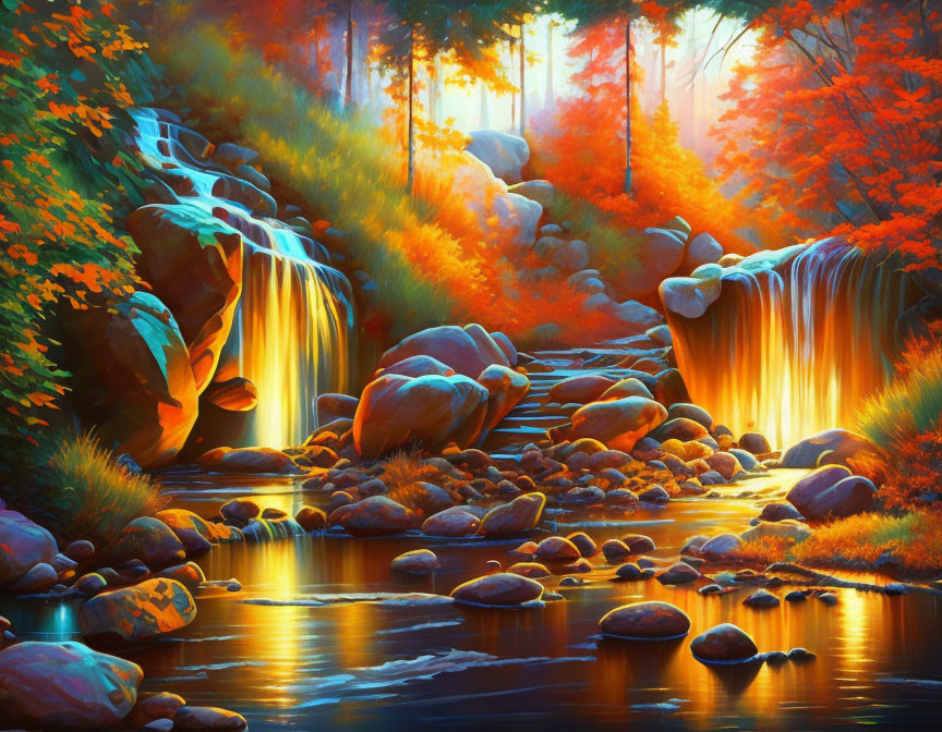 ai, rocks, water, jagged soothing light oil paint