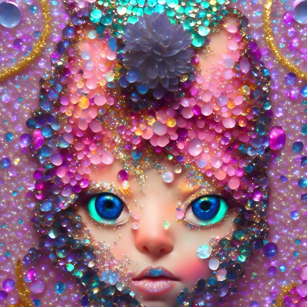 epoxy glitter resin cat girl art