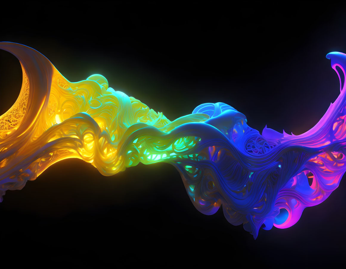 abstract twisted backlit rainbow sculpture