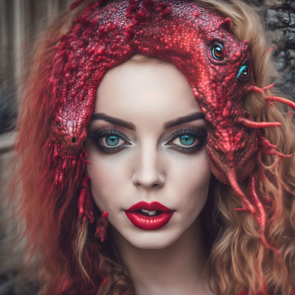 ai, red lizard haired alien woman