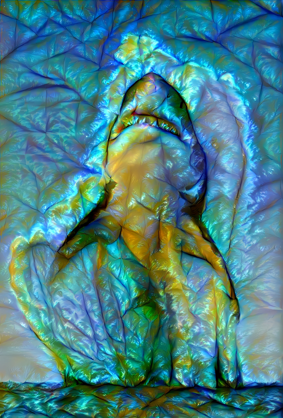 shark jumps from ocean, aqua blanket