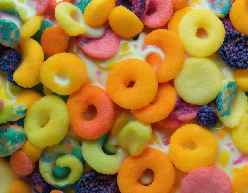 fruit loops in the wavy milk sea, art photograph