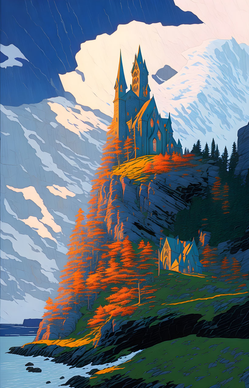 gothic church on a cliff, lawren harris group of 7
