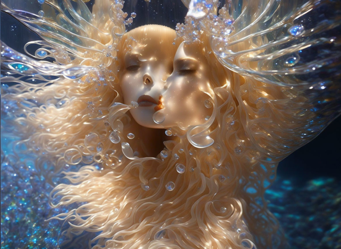surreal underwater emotive vitrail glass dream 