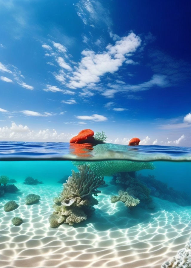 ai, ocean underwater coral reef edge photo 