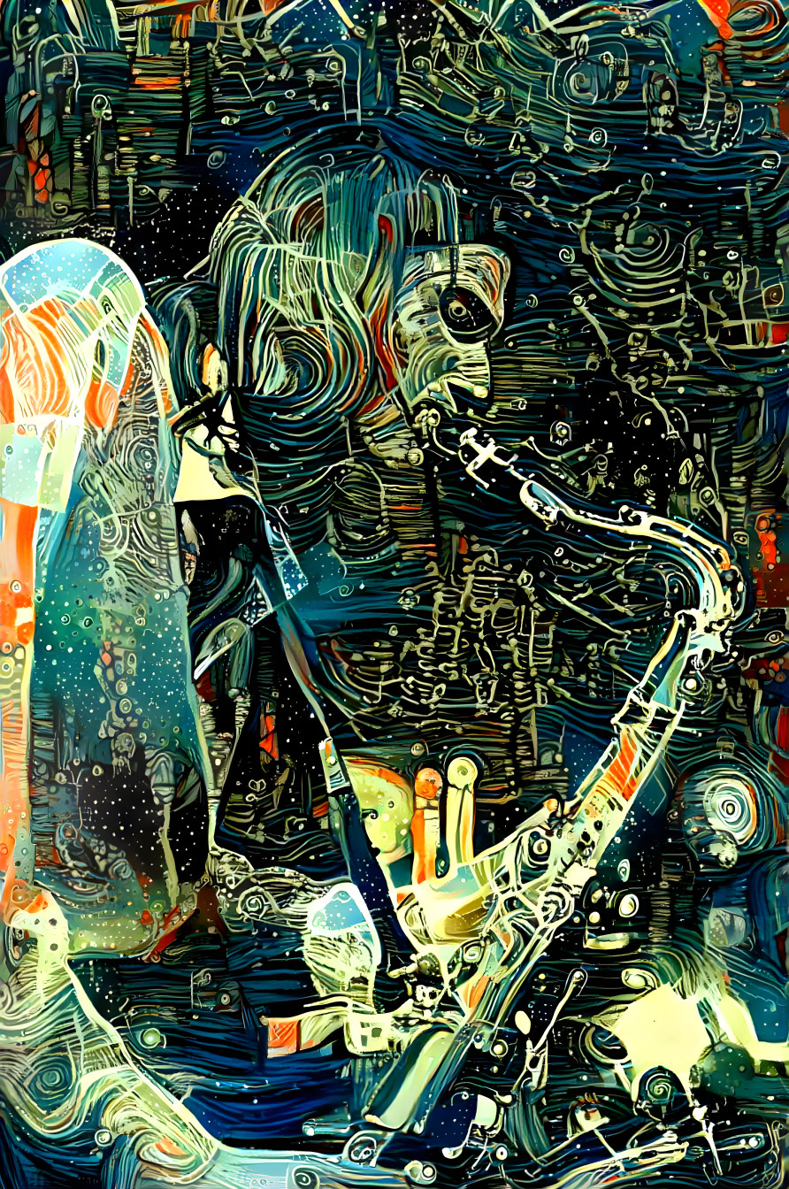 michael brecker saxophone art, green, black, lines