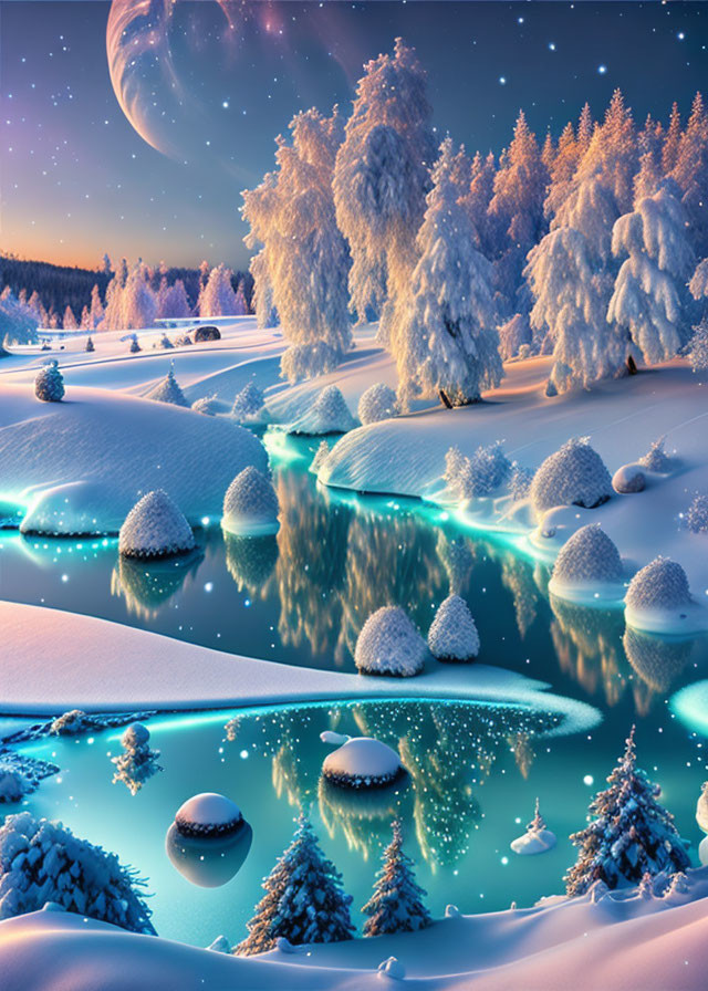 magic white aqua glittering winter wonderland