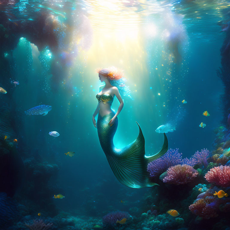 underwater dreamy shimmering mermaid paradise