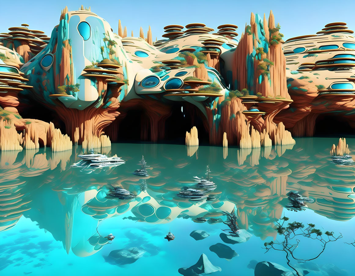 Roger Dean Neo-Futurism Aqua Water Cave Apartments