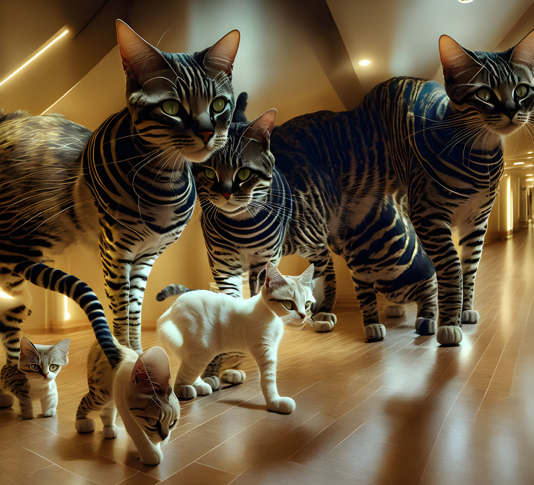 ai, alien cats in the hallway
