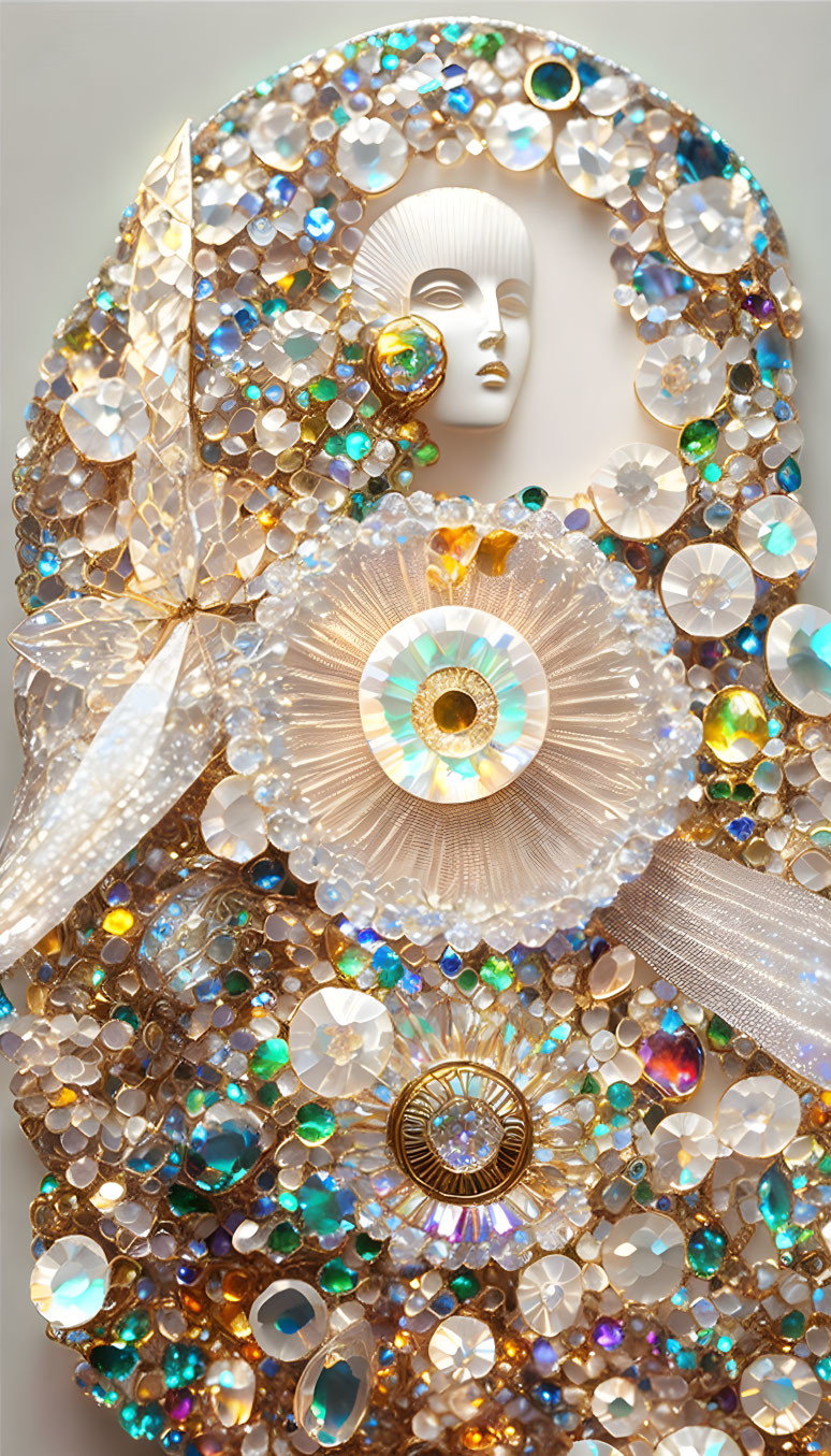 glass jeweled assemblage art, photo