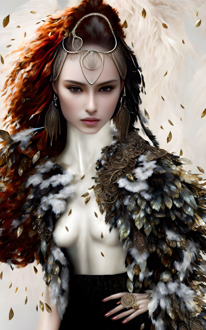 woman, feathers, jewels, posing, Karol Bak