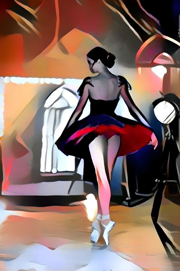 ballerina retexture, black, white, orange, red