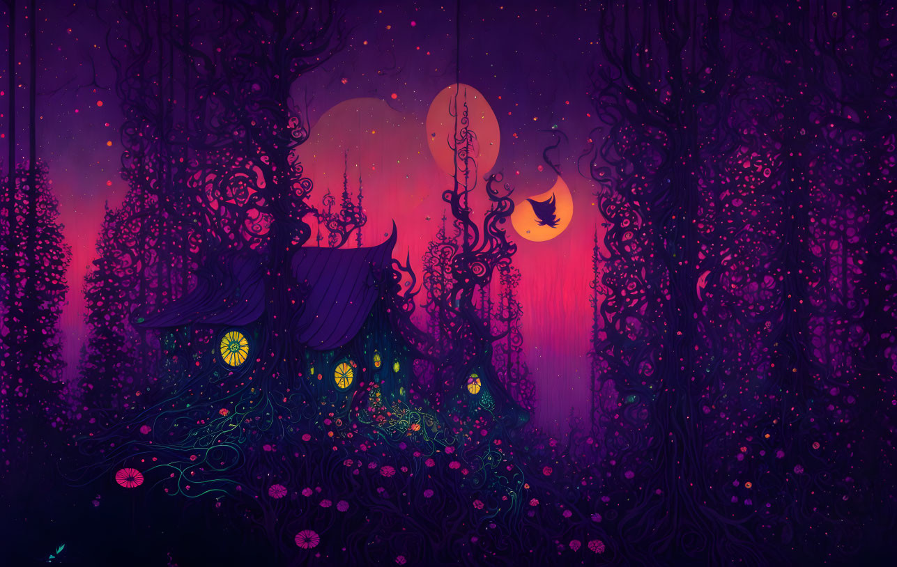 psychedelic cottage core forest, grunge fairy