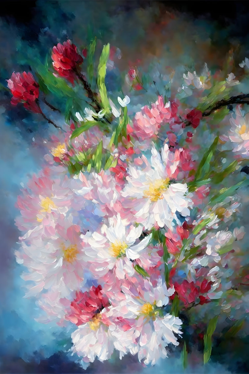 abstract spring flower oil painting  by 世界田りさ