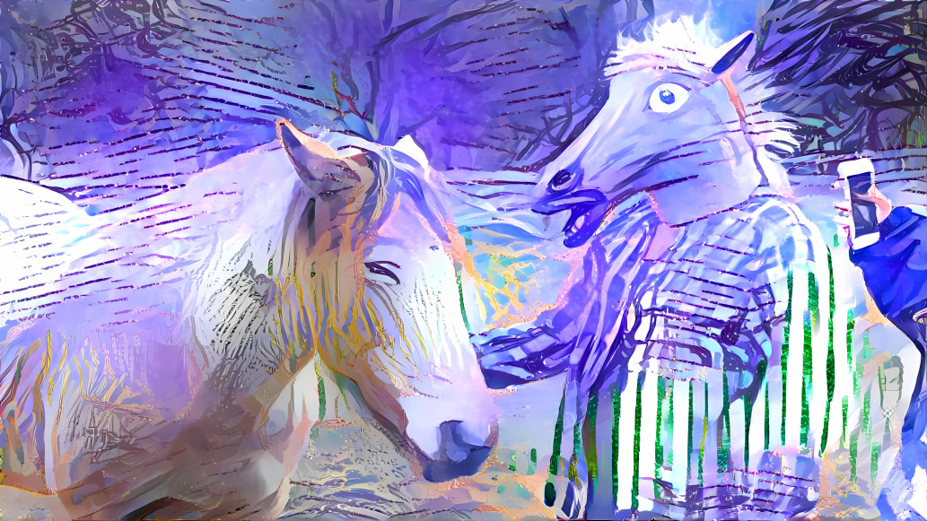 "hello friend" - horses say "hello" - purple