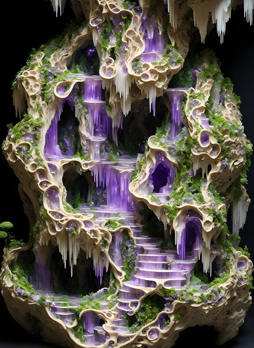 ai, amethyst biomorphic geode cave home crystals