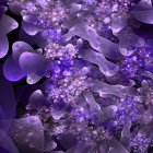 Abstract ornate fish-like creatures in cosmic purple setting