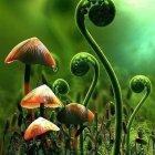 Illustration of Luminescent Mushrooms in Fantasy Style