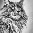 Monochrome artistic illustration of a cat-faced creature with feathered body