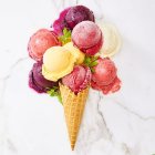 Colorful Flower, Ice Cream, and Popsicle Scene with Tiny Human Figures