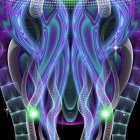 Symmetrical mystical creatures in vibrant digital artwork