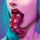 Colorful digital artwork: Human profile with surreal octopus emerging, cosmic background