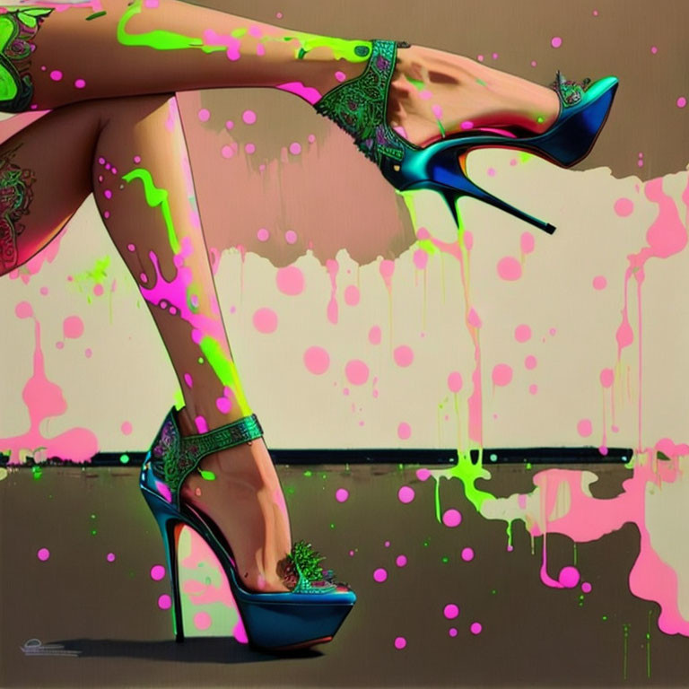 ai, painting of legs and high heel shoes