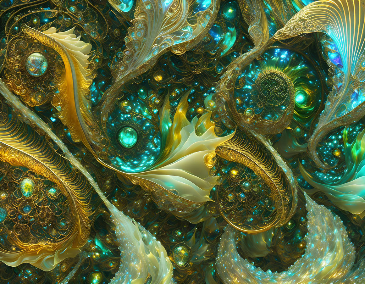 green fractal illuminated blown glass magic
