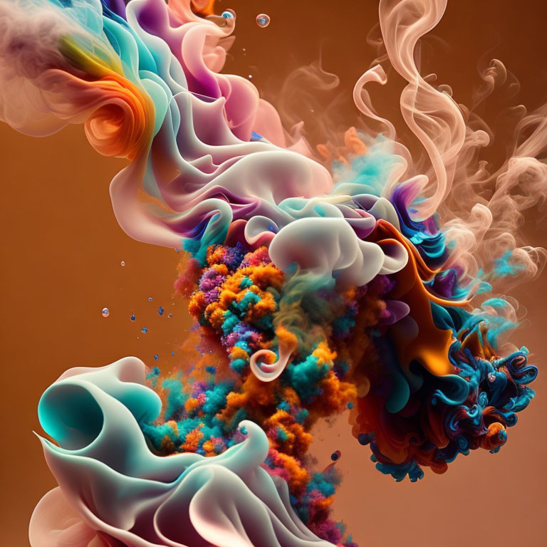 Swirling Blue, Orange, and Purple Colors on Warm Background