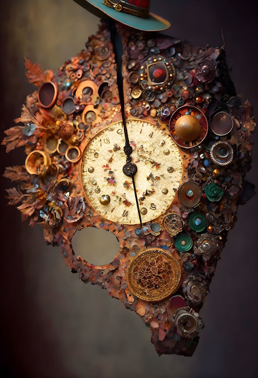 ai, Assemblage Art, abstract, rusty, 3D, clock