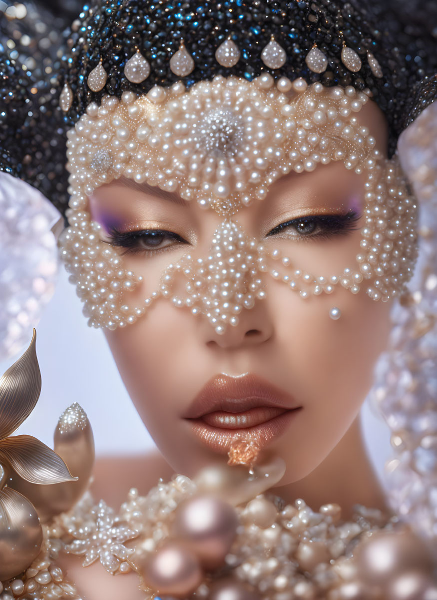 ornate shimmering diamond magical pearl woman