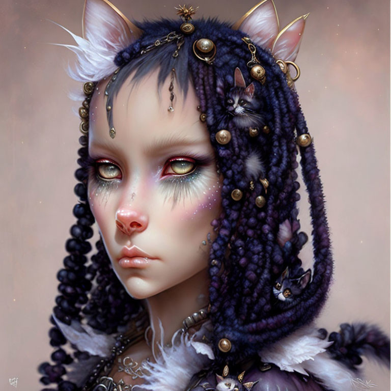white eyed catatonic kittenpunk portrait