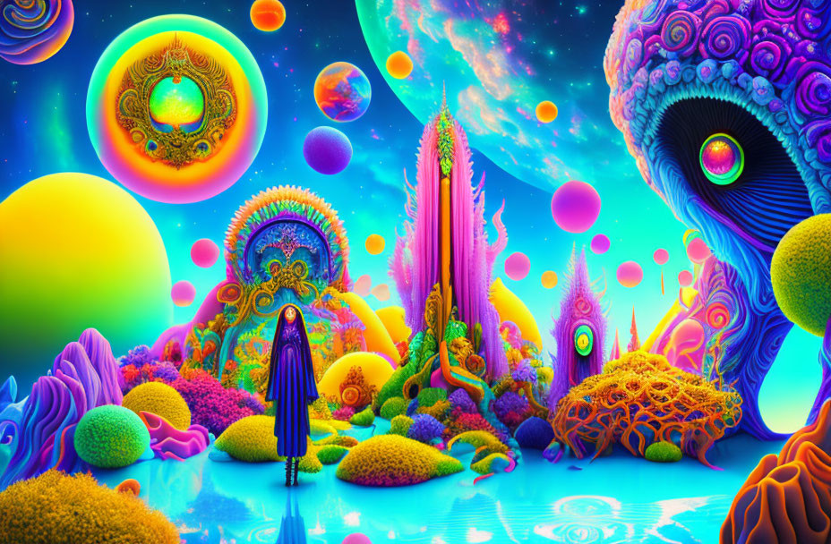 weird monster alien forest dream art, psychedelic