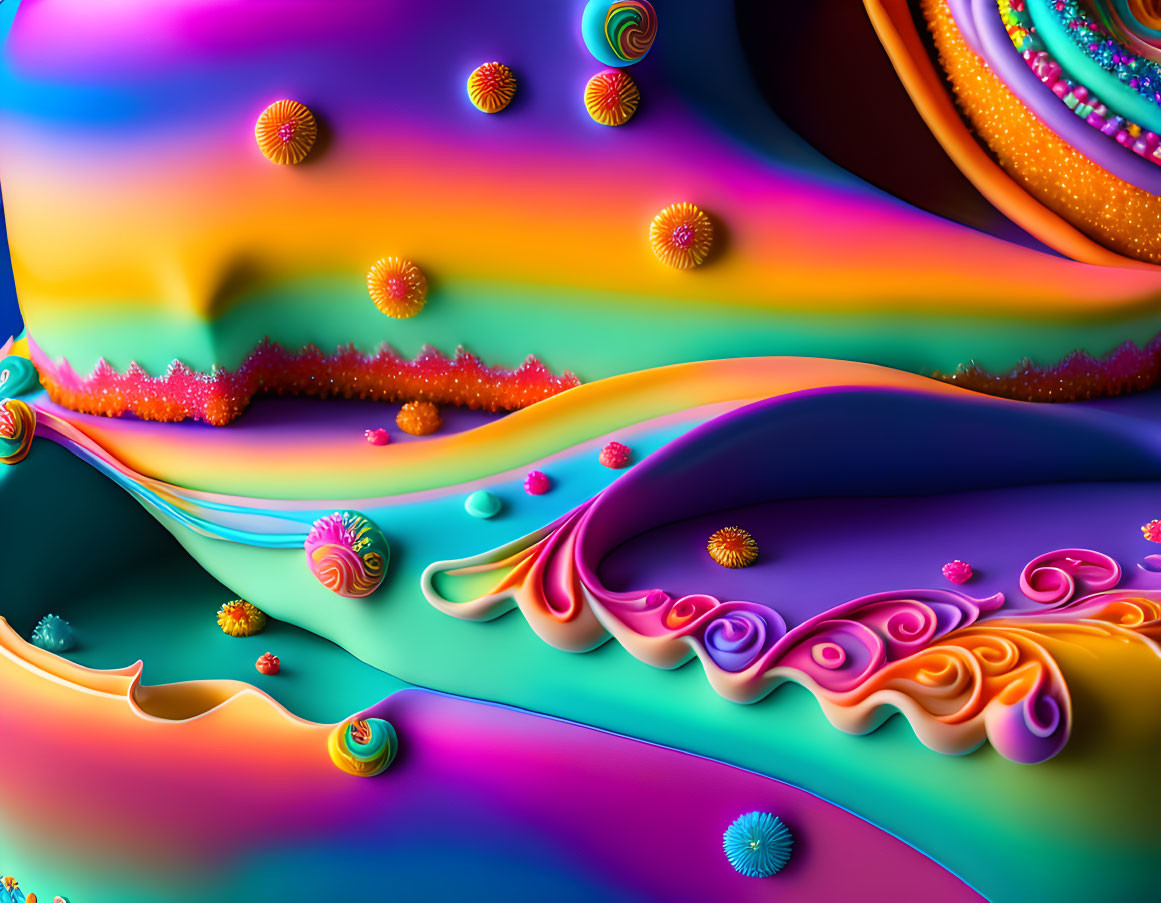 ai, colorful fractal frosting, fancy cake