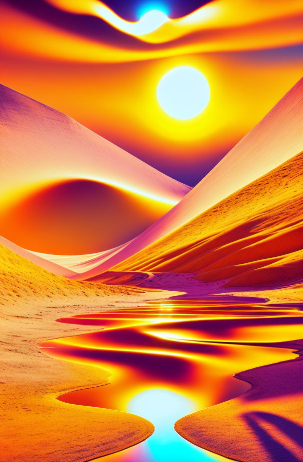 ai, golden desert photography, sunset, pop art