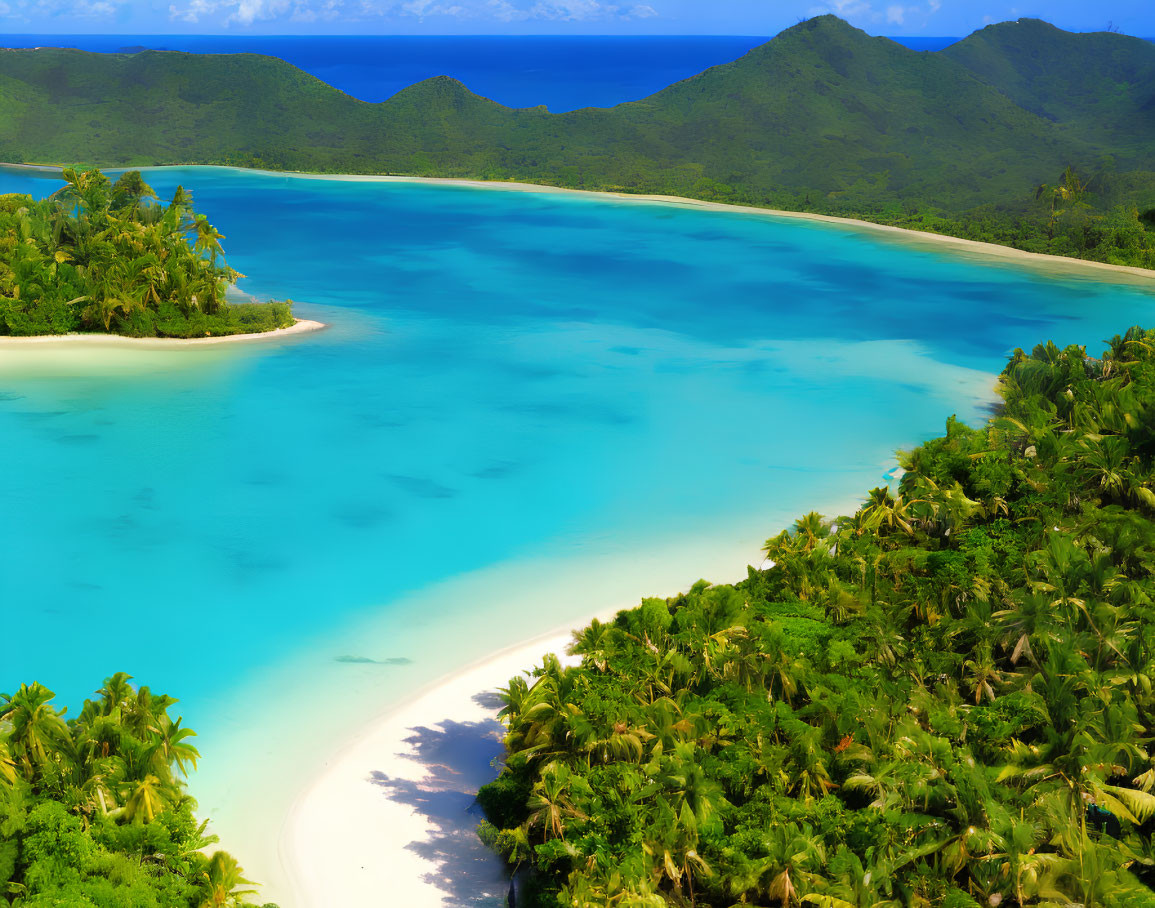 Tropical Paradise with White Sandy Beach & Blue Waters